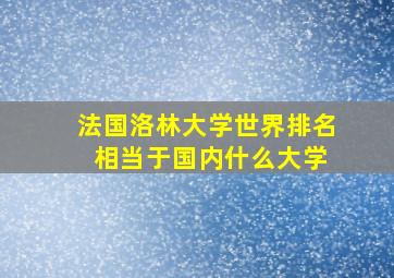 法国洛林大学世界排名 相当于国内什么大学